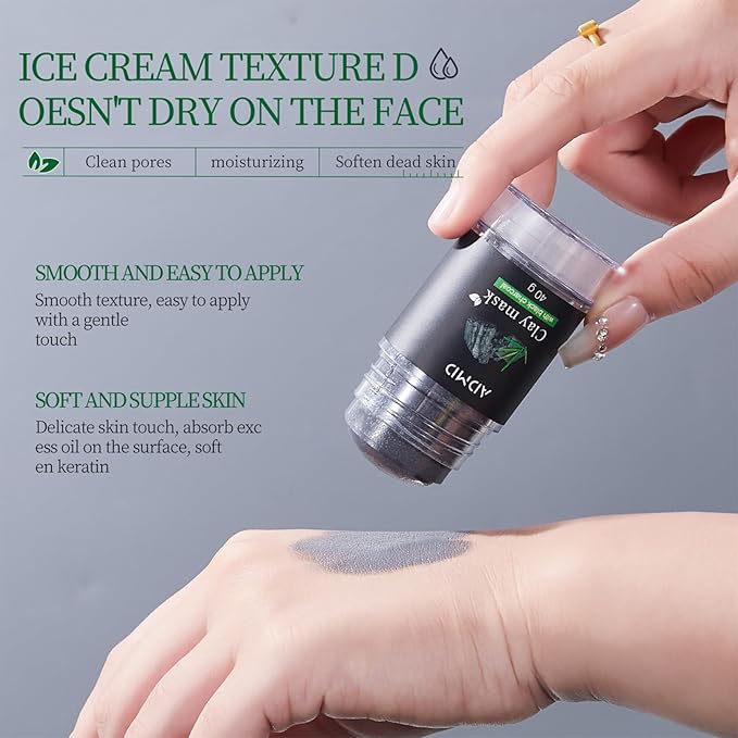 2Pcs Charcoal Mud Mask Stick Clay Mask for Face Deep Pore Cleansing Moisturizing Purifying Facial Blackhead Remover Mask