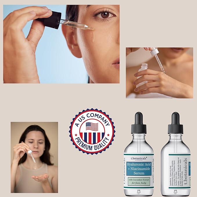 Pure Hyaluronic Acid and Niacinamide Serum with Cucumber Extract 2/4/8 oz. Helps to Tightens Pores and Reduce Fine Lines Plumping Anti-Aging Face Skin Intense Hydrating and Moisturizing (8 oz.)