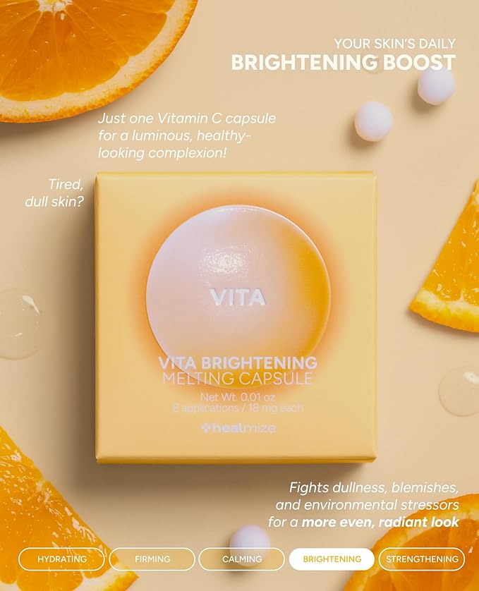 Vita Brightening Melting Capsule โ Vitamin C for Bright and Radiant Skin | Korean Skin Care for Sensitive Skin | Booster for Brightening Serum, Toner & Moisturizer | 8 Capsules