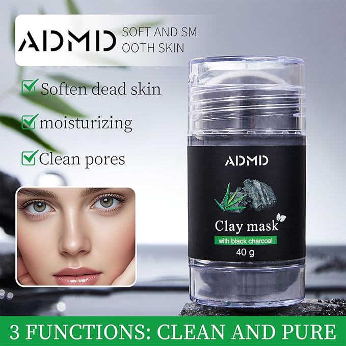 2Pcs Charcoal Mud Mask Stick Clay Mask for Face Deep Pore Cleansing Moisturizing Purifying Facial Blackhead Remover Mask
