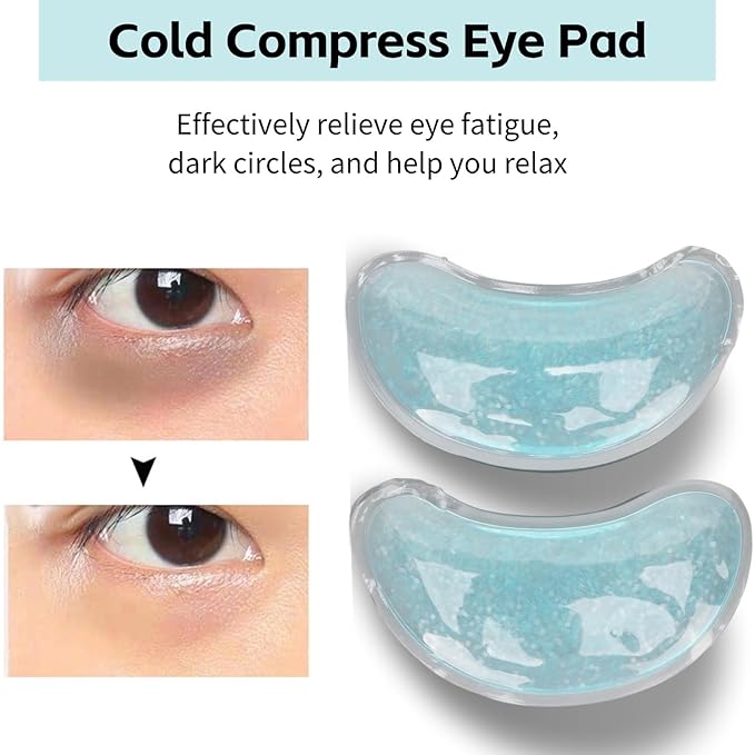 Under Eye Gold Gel Pads,Cooling Gel Eye Reusable Cold Eye for Puffy Eyes, Gel Ice Pack Cooling Eye Pads and Under Eye Patches for Redness and Eye Relax