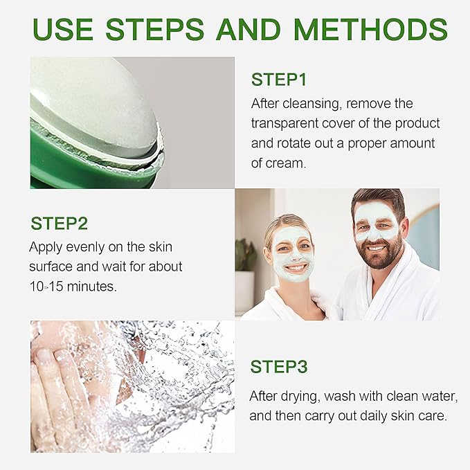 Green Tea Purifying Clay Face Mask, Blackhead Remover With Green Tea Extract, Face Moisturizing,Deep Pore Cleansing for All Skin Types of Men And Women (1 PCS)
