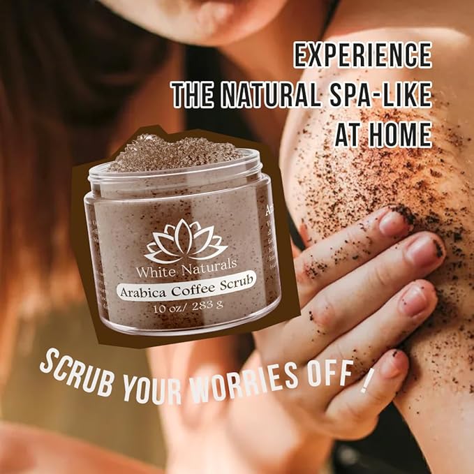 Arabica Coffee Scrub, Moisturizing Exfoliating Face, Body Foot, Hand, Natural Exfoliating for Smooth Skin, Organic Scrub Fights Stretch Marks, Appearance Cellulite, Fine Lines & Wrinkles