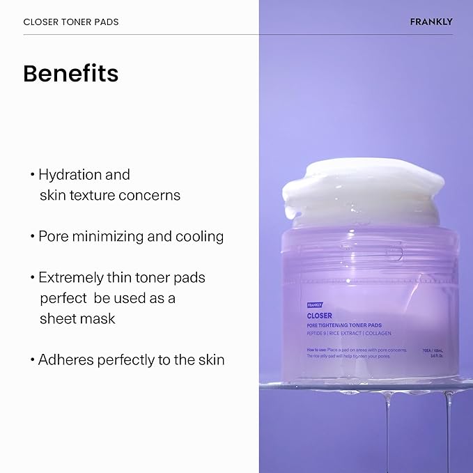 FRANKLY Pore Perfecting Set : Closer Serum, Toner Pads & Cleansing Oil | Deep Cleansing, Hydration, Pore Refining | For Sensitive, Oily & Acne-Prone Skin | Vegan & Fragrance-Free| Korean Skincare set