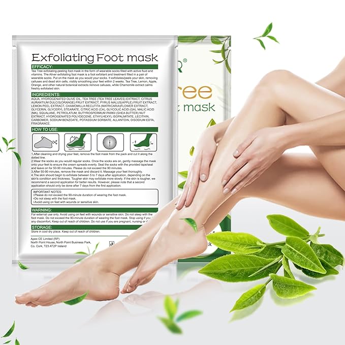 Foot Peel Mask 3 Pack, Exfoliator Peel Off Calluses Dead Skin Callus Remover,Soft Smooth Touch Feet-Men Women (Tea Tree)