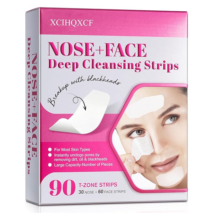 Nose Strips Blackhead Remover, 90pcs Blackhead Remover Strip with Natural Charcoal, Pore Strips Nose for Removal