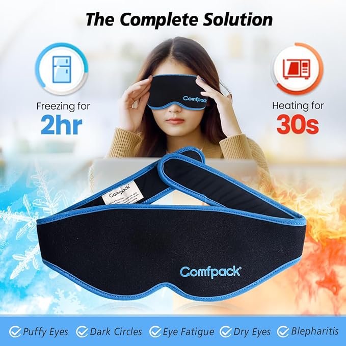 3D Cooling Sleep Mask, Gel Sleep Eye Mask with Hot & Cold Compress Therapy, Zero Eye Pressure Blackout Night Blindfold, Soft & Comfortable Ice Cold Pack for Puffy Eyes, Dark Circle