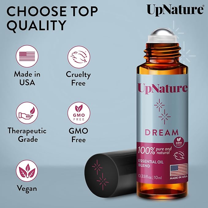 UpNature Dream Sleep Essential Oil Roll On – Natural Sleeping Blend with Lavender, Chamomile Aromatherapy Oils