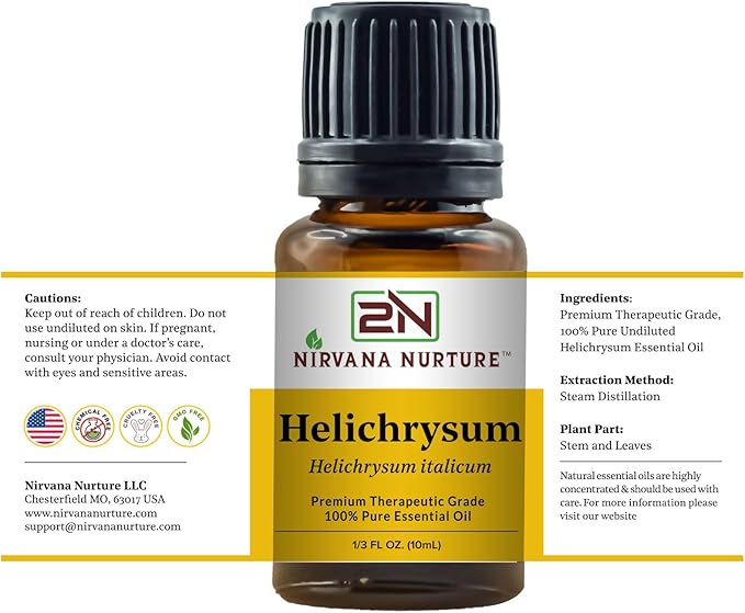 Helichrysum Essential Oil 100% Pure Premium Therapeutic Grade, Undiluted - Aromatherapy Diffuser for Calm and Relaxation, Skin Care, Hair Care