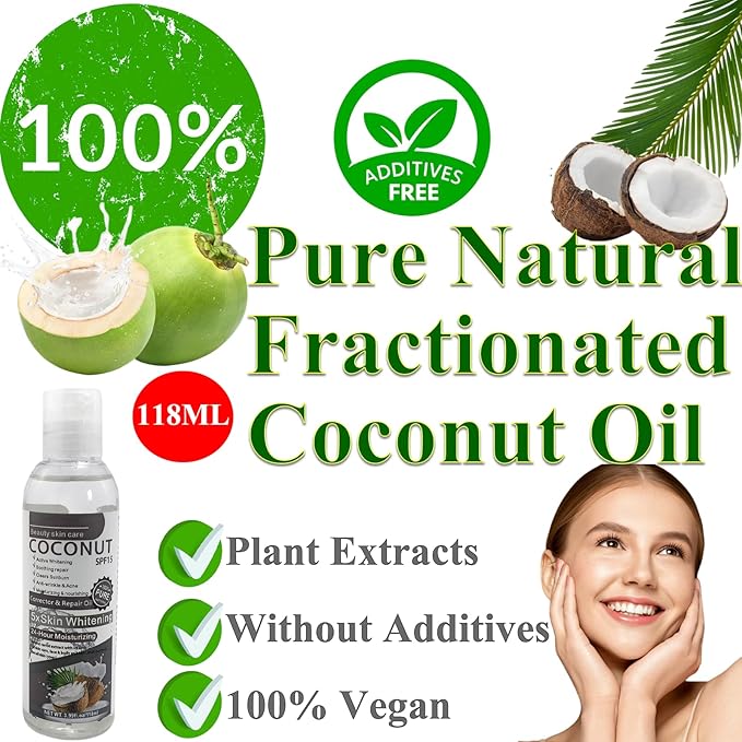 Elitzia Coconut Oil Hair Spa Skin Care Massage Oil Conditoner Liquid Skin Nourish Moisturier Makeup Remover Fix Flyaways Versatile Base Oil Face Body Pure Natural 3.99fl.oz