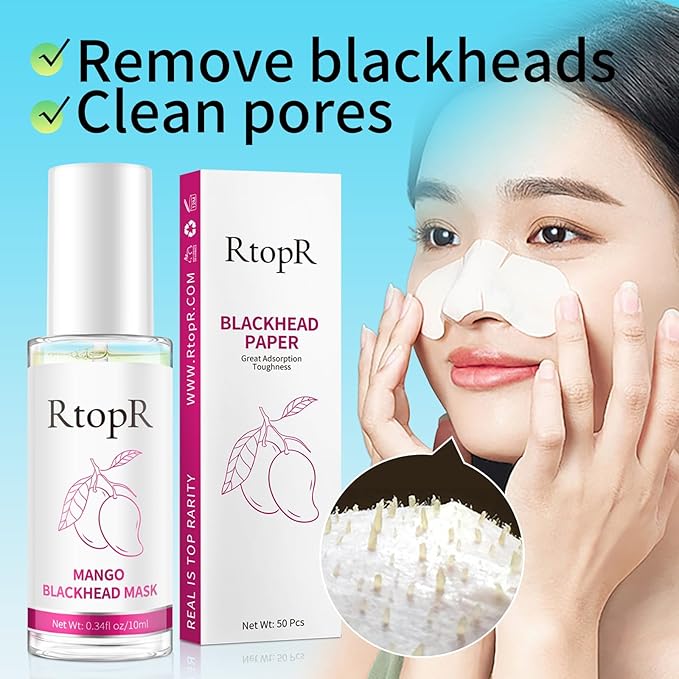 RtopR Nose Pore Strips Blackhead Remover for Face, Blackhead Mask Pore Strips 2 in 1 Peel Off Face Mask, 50PCS Nose Plants Pore Strips
