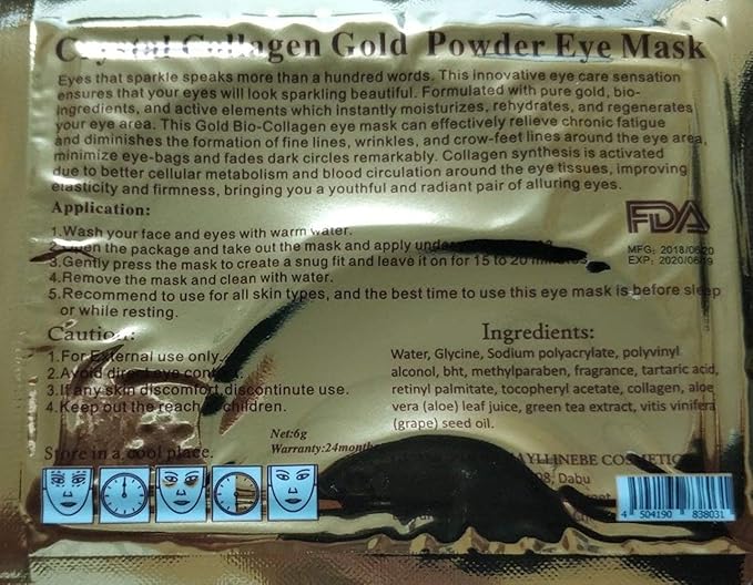 50 Pairs 24K Gold Eye Mask Powder Crystal Gel Collagen Natural Eye Pads For Anti-Aging & Moisturizing Reducing Dark Circles, Puffiness, Wrinkles