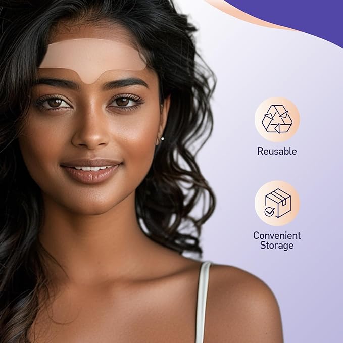 Soft Silicone Forehead Wrinkle Patches Reusable, Non-invasive Natural Forehead Wrinkles Treatment Patches, Safe Anti Wrinkle Facial Patches Overnight,4 Pieces