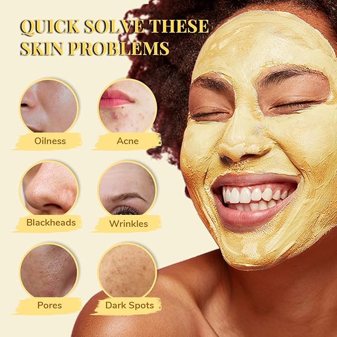 ANAI RUI Face Mask Gift Set, Turmeric Clay Mask - Green Tea Clay Mask - Dead Sea Minerals Mud Mask, Spa Facial Mask Set, Face Mask Gift Set 2.5 oz each