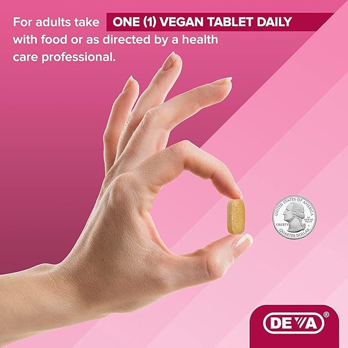 DEVA Vegan Vitamins Hair, Nails & Skin Supplement with 500 mcg of Biotin Per Tablet 90 Tablets (Pack of 2)