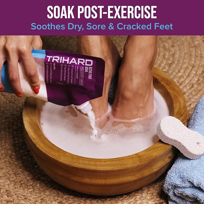 TRIHARD Active Foot Spa Kit - Foot Spray, Foot Soak Salts, Exfoliating Soap - Pedicure Set for Dry, Cracked Feet - Detox Foot Soak With Epsom Salts - Scrubber, Callus Remover