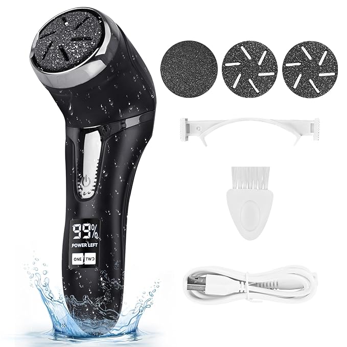 Electric Callus Remover for Feet with Vacuum, Premium Portable Pedicure Tools Rechargeable Waterproof 2 Speed Foot File Scrubber Callus Remover Tool Foot Care kit(Black)