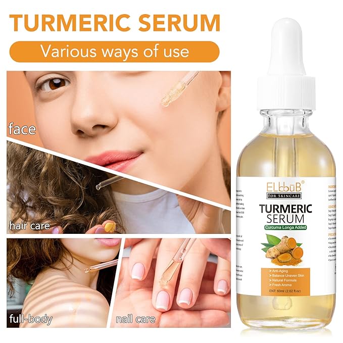 Turmeric Serum for Face Dark Spots, Face Skin Reduces Hyperpigmentation, Age Spots, Sun Spot, Improve Skin Tone 2Pack