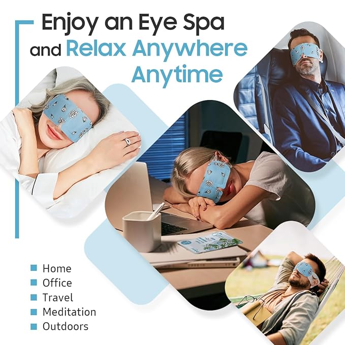 Steam Eye Mask, 10 Packs Heated Eye Mask, Self Heating Disposable SPA Warm Compress for Eyes Sleep Mask, Soothing Moist Heat Eye Masks, Travel Essentials & Relaxation Gifts (Jasmine Scent)