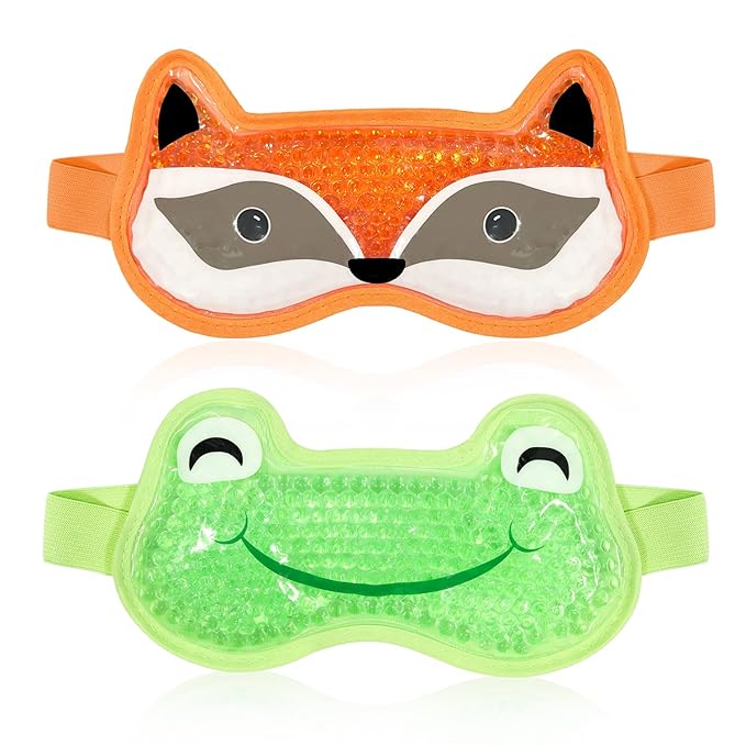 Bundle of CONBELLA 2PCS Adorable Cooling Eye Mask Gel Eye Mask, Reusable Hot Cold Therapy and Cooling Eye Mask, Gel Eye Mask for Dark Circles, Migraines, Eye Surgery, Warm Compress for Eyes