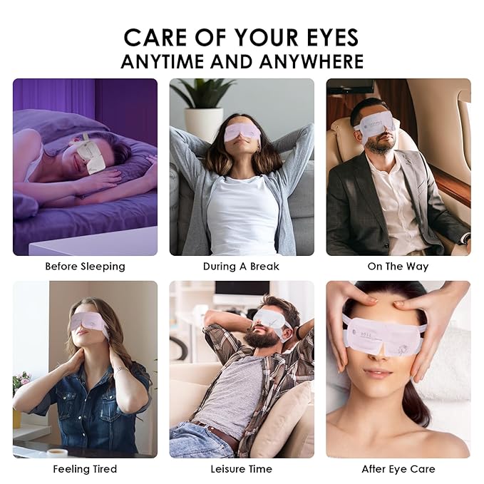 Disposable Hyaluronic Acid Eye Masks for Sleep & Relaxation, Heated Steam Eye Masks for Spa & Travel,Relieving Dry Eyes, Dark Circles & Puffiness, Gifts for Women,Rose 10 Packs