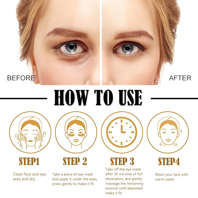 Sulily 30 Pairs Lip Masks & Eye Mask,24K Gold Gel Crystal Collagen Eye Patches for Puffy Eyes,Effectively Nourishes,Moisturizing& Reducing Fine Lines Dark Circleeye Patches for Women Men