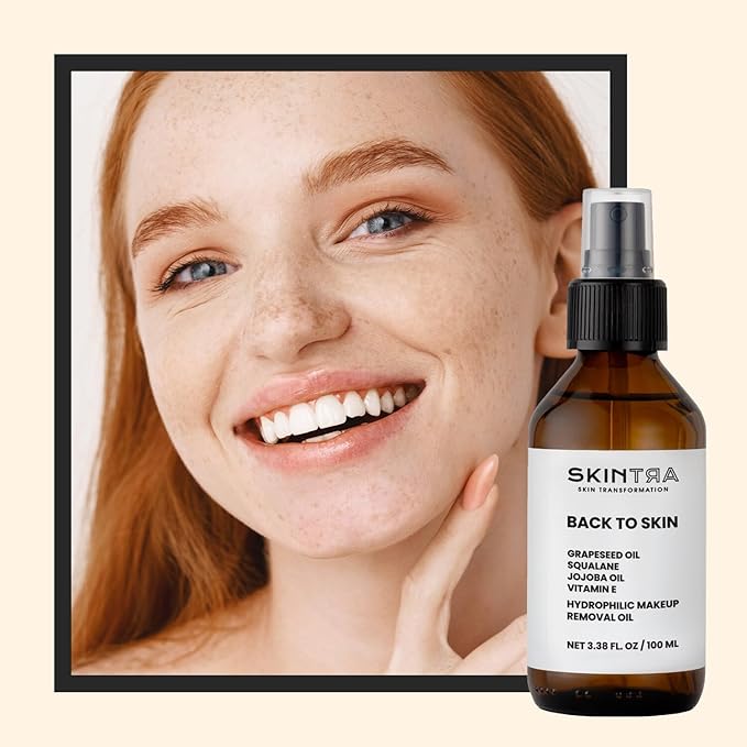 Back To Skin - Makeup Removing Oil with Squalane & Vitamin E, Gentle Cleansing for All Skin Types - Safe for Sensitive Areas – No Greasy Residue 100 ml/Net 3.38 Fl. Oz