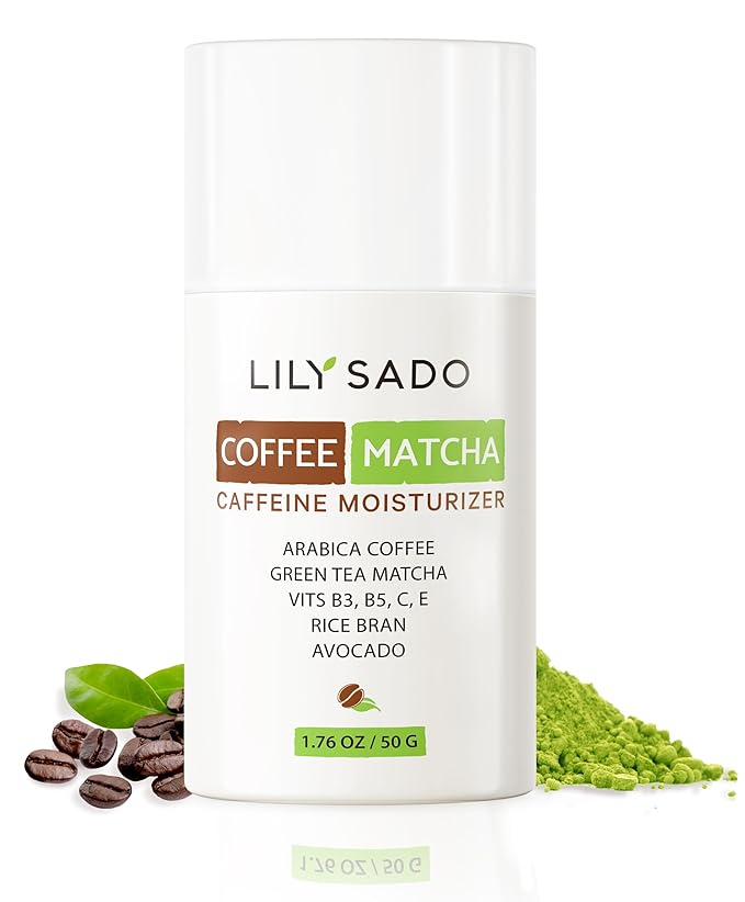 LILY SADO TEA+Cโข Coffee & Matcha Face Moisturizer - Natural Vegan Caffeine Facial Cream w Green Tea & Arabica Coffee Beans - Best Antioxidant, Anti-Wrinkle Moisturizing Lotion - Softens & Firms