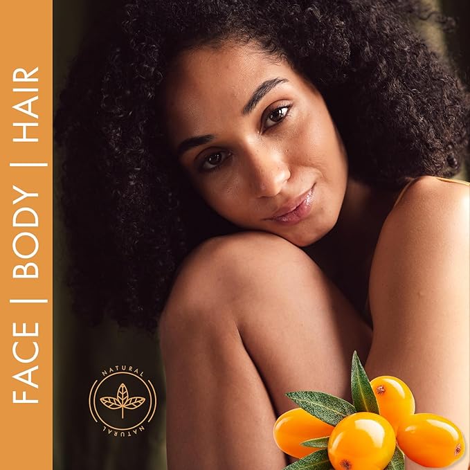 100% Pure Sea Buckthorn Seed Oil 2 oz - Premium Natural, Cold-pressed, Unrefined, Extra Virgin for Hair, Face, Lips, Acne, Anti aging Skincare