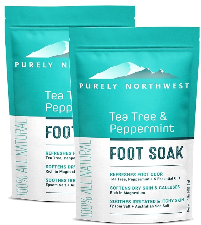 Natural Tea Tree Oil Foot Soak-Made in the USA for Ingrown Toenails, Athletes Foot Burning & Itching-Stubborn Foot Odor & Softens Callouses-Purely Northwest-2 LB