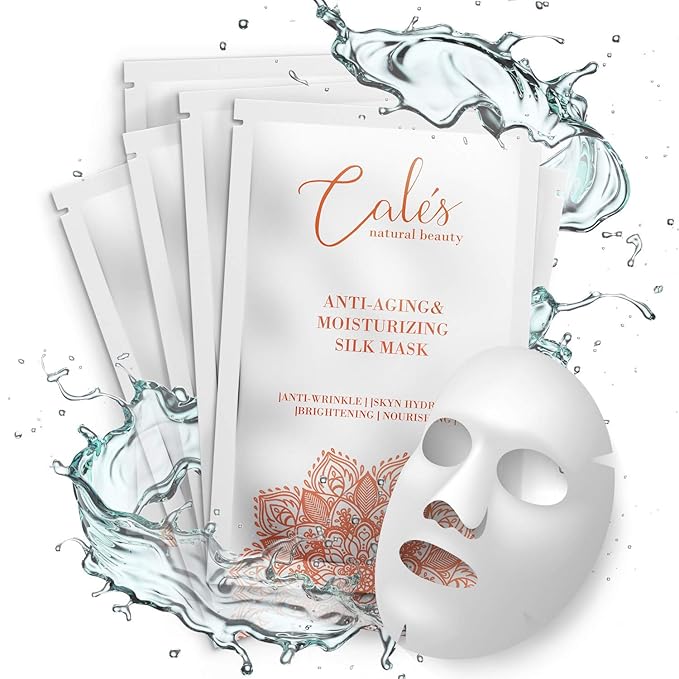 Calés Anti-Aging and Moisturizing Face Mask Set - Hydrating Face Masks for Women - 100% Cotton Face Mask Sheets for Skin Brightening and Nourishing - Hyaluronic Acid Sheet Masks (5 Pack)