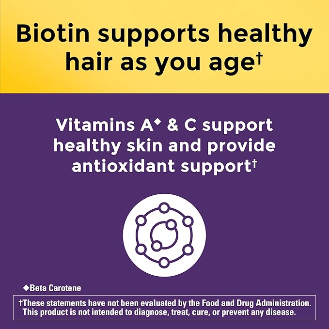 Nature Made Hair Growth Softgels with Lustriva, Biotin, Vitamin C & A, Support Healthy Hair as You Age, 30 Softgels, 30 Day Supply