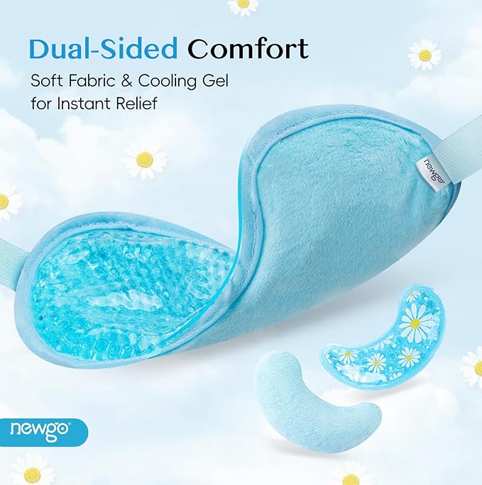 NEWGO Bundle of Cooling Eye Mask Gel and Cold Eye Mask for Puffy Eyes