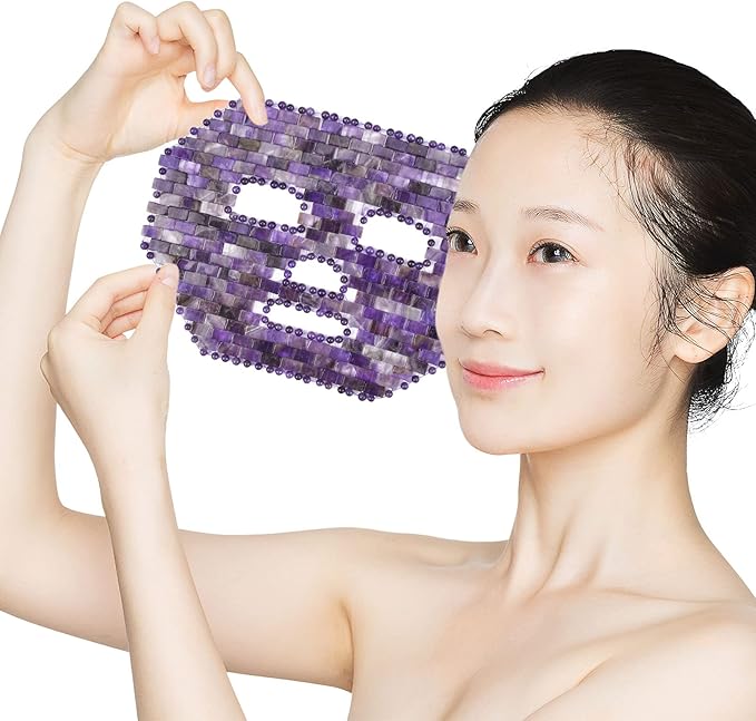ideayard Jade Facial Mask|100% All Natural Jade Sleep Mask|Diminish Puffiness|Soothe Eye Fatigue (Purple)