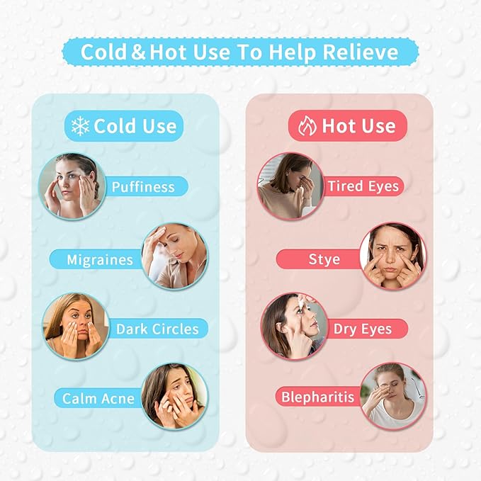 Bundle of CONBELLA Cold Face Eye Masks Ice Face Mask Hot Cold Compress and 2PCS Adorable Cooling Eye Mask Gel Eye Mask