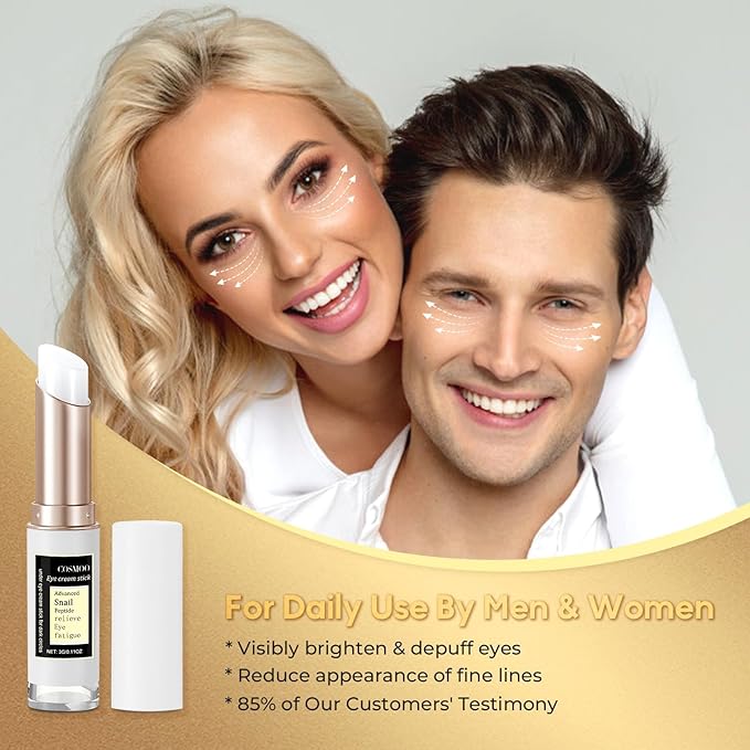 COSMOO Snail Peptide Advanced Under Eye Cream for Dark Circles, With Snail Mucin, Advanced Snail Eye Stick For Puffiness & Bags, Reduce Wrinkles, Fine Lines, Moisturizating Skin