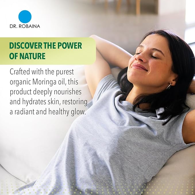 Dr. Robaina 100% Pure Organic Moringa Seed Oil – Cold-Pressed, Unrefined & Hexane-Free Face, Hair & Nail Moisturizer – Fast-Absorbing Non-Greasy Hydration – 2 fl oz Dropper Bottle – Made in USA