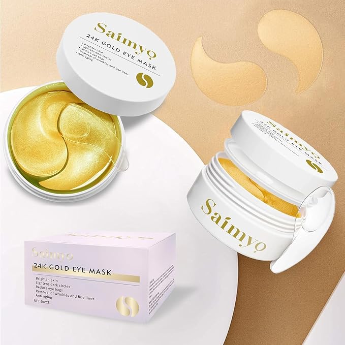 24K GOLD Eye Maskโ 60 Pcs - Gold Under Eye Mask Retinol & Collagen - Puffy Eyes and Dark Circles Treatments โ Look Younger and Reduce Wrinkles and Fine Lines Undereye, Improve and Firm eye Skin