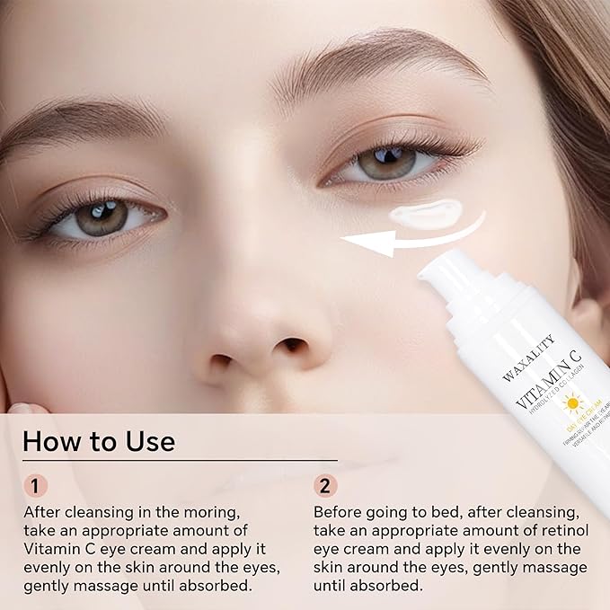 Under Eye Cream Dark Circles, Under Eye Skin Treatment Cream Reduces Puffiness, Fine Lines, Wrinkles and Eye Bags, Day & Night Brightening, Moisturizing & Firming Eye Serum with Vitamin C & Retinol