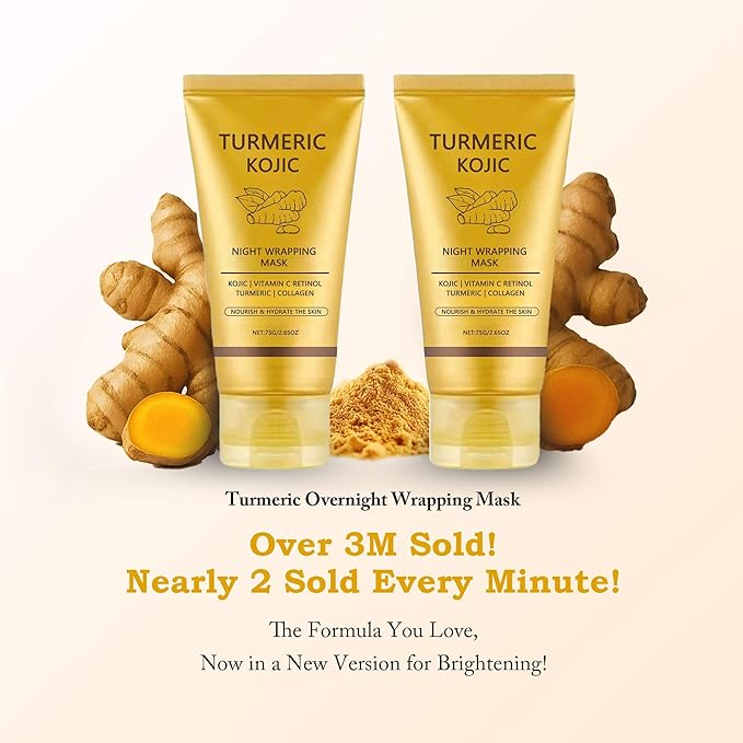 Turmeric Kojic Mask for Spots Remover, Turmeric Collagen Peel Off Mask for Glowing Skin And Skin Firmnes, Controlling Oil, Skincare Facial Mask 2.65 Fl Oz