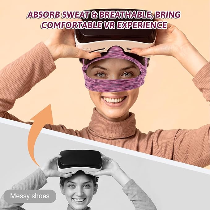 3 Pcs VR Eye Mask Breathable VR Sweat Band Adjustable Sweat Mask Comfortable Eye Face Cover Face Dry Cool VR Face Eyes Mask for Any Head Size Most VR Devices Accessories Workouts