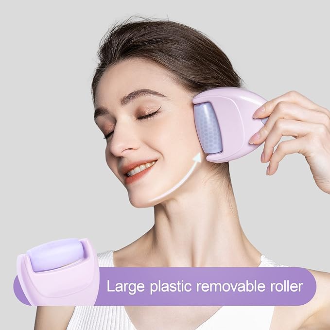 RHOS Ice Roller for Face & Eye - Portable Mini Ice Roller with Case for Travel, Reduces Puffiness & Migraine Pain, Women's Gift (Pink)