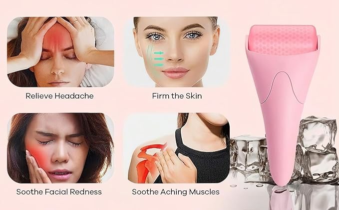 Ice Roller for Face, Contour Cube Ice Roller Cold Roller for Wrinkles and Lifting,Face & Eye Puffiness Relief Women Skin Care Ice Mold(Pink)
