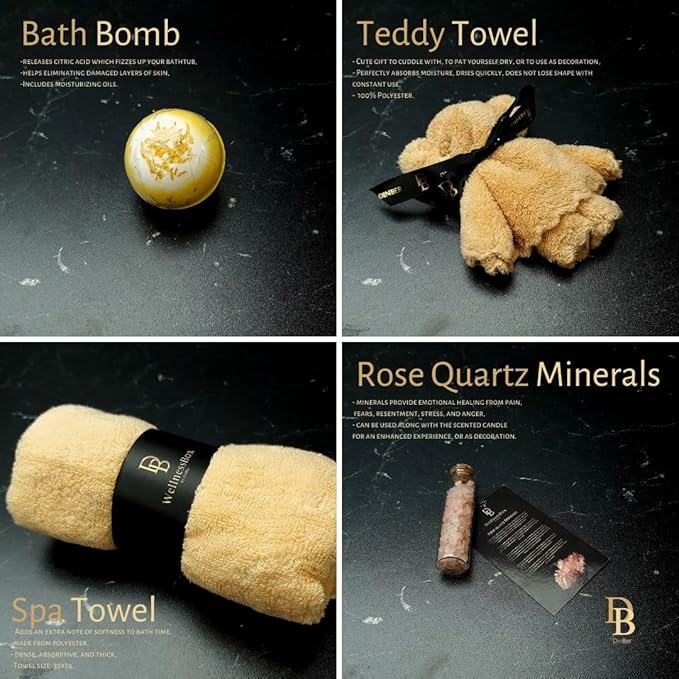 Wellness Box 12pc Self Care Spa Gift Set Basket for Women - Loving Gift Basket for Mothers Day, Birthday, Best Friend set, Womens Beauty Kit. Luxury Gifts with Scented Candle, Jade Roller, Bath Bomb.