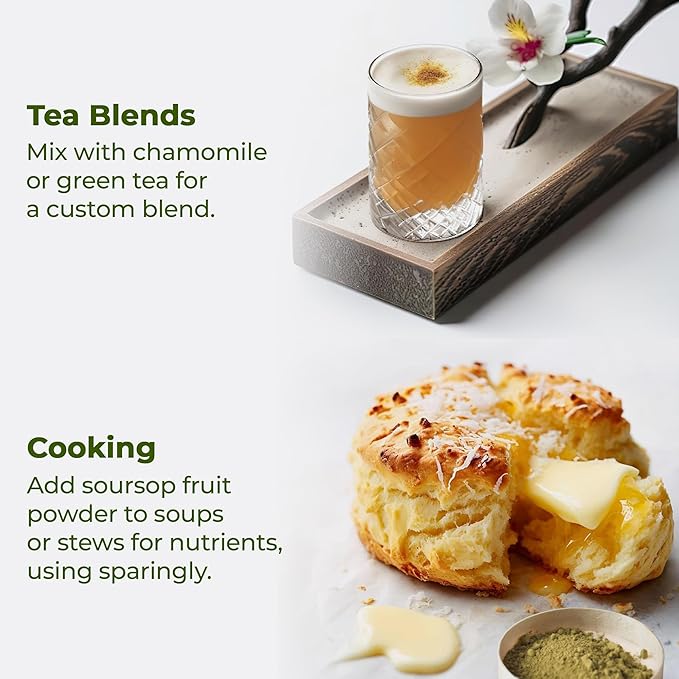 FreshDrinkUS, Premium 1oz Soursop Fruit Powder, 100% Natural and Pure from Soursop Graviola Fruit, Soursop Fruit Tea, No Additives, No Gluten, No Sugar, Vegan, Guanabana Powder, Handmade Product