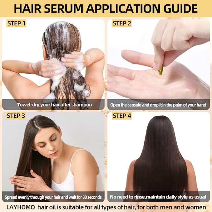 Keratin Hair Treatment Serum,60 Capsules Hair Treatment Oil for Dry Damaged Hair,Hair Oil with Keratin,Argan Oil-Leave-in Anti Frizz Conditioner with Vitamins A, C, E & B5- No Rinse for All Hair Types