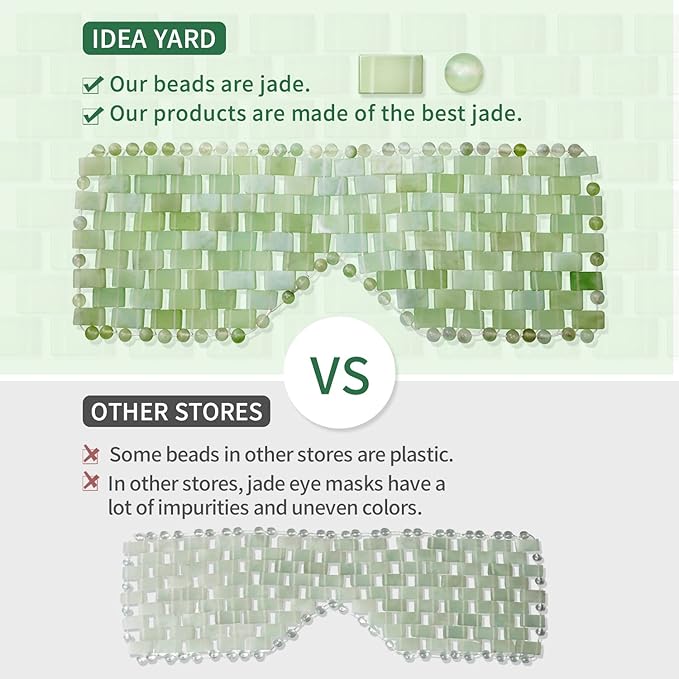 gemshan Jade Eye Mask 100% Natural Real Jade Stone Reusable Eye Mask for Hot & Cold Anti Aging,Headache and Migraine Relief Jade Mask for Women Men