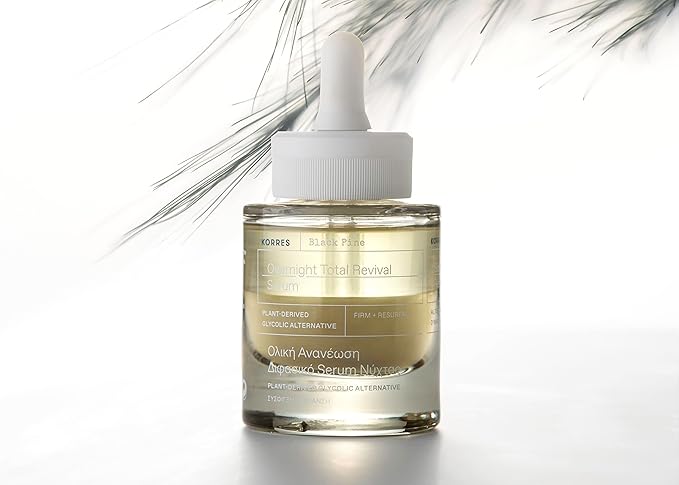 KORRES BLACK PINE Night Serum for Mature Skin for the Face, Smoothes and Tightens the Skin, Dermatologically Tested; Vegan, 30 ml