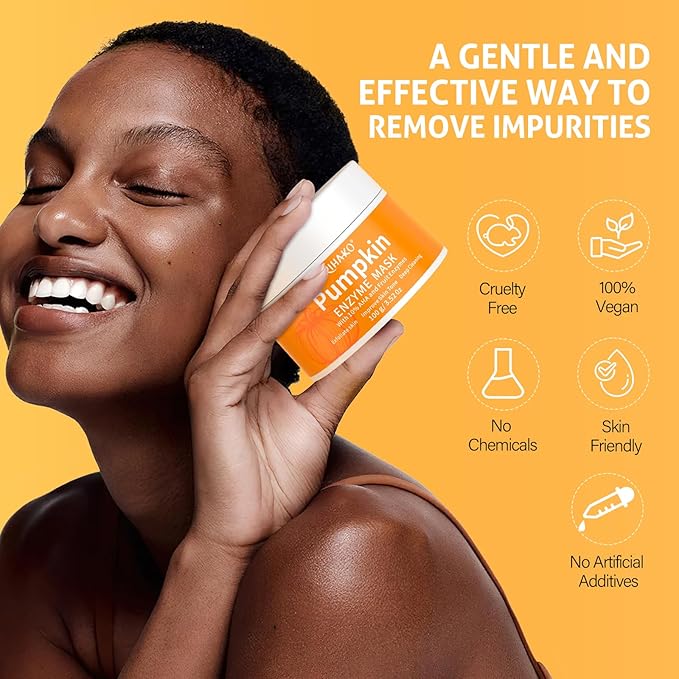 Pumpkin Enzyme Face Mask Skincare| Brightening Exfoliating Facial Mask For Dead Skin,Dullness Dark Spots, Uneven Skin Tone,Large Pores and Brightens Skin,Gift for Him & Her,100g/ 3.52 oz