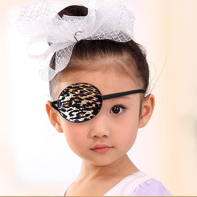 MYUBWTF Black Single Eye Mask, Pirate Skull Crossbone eye patch,Adjustable 3D Eye Patch for Adult and Kid (Leopard grain design)